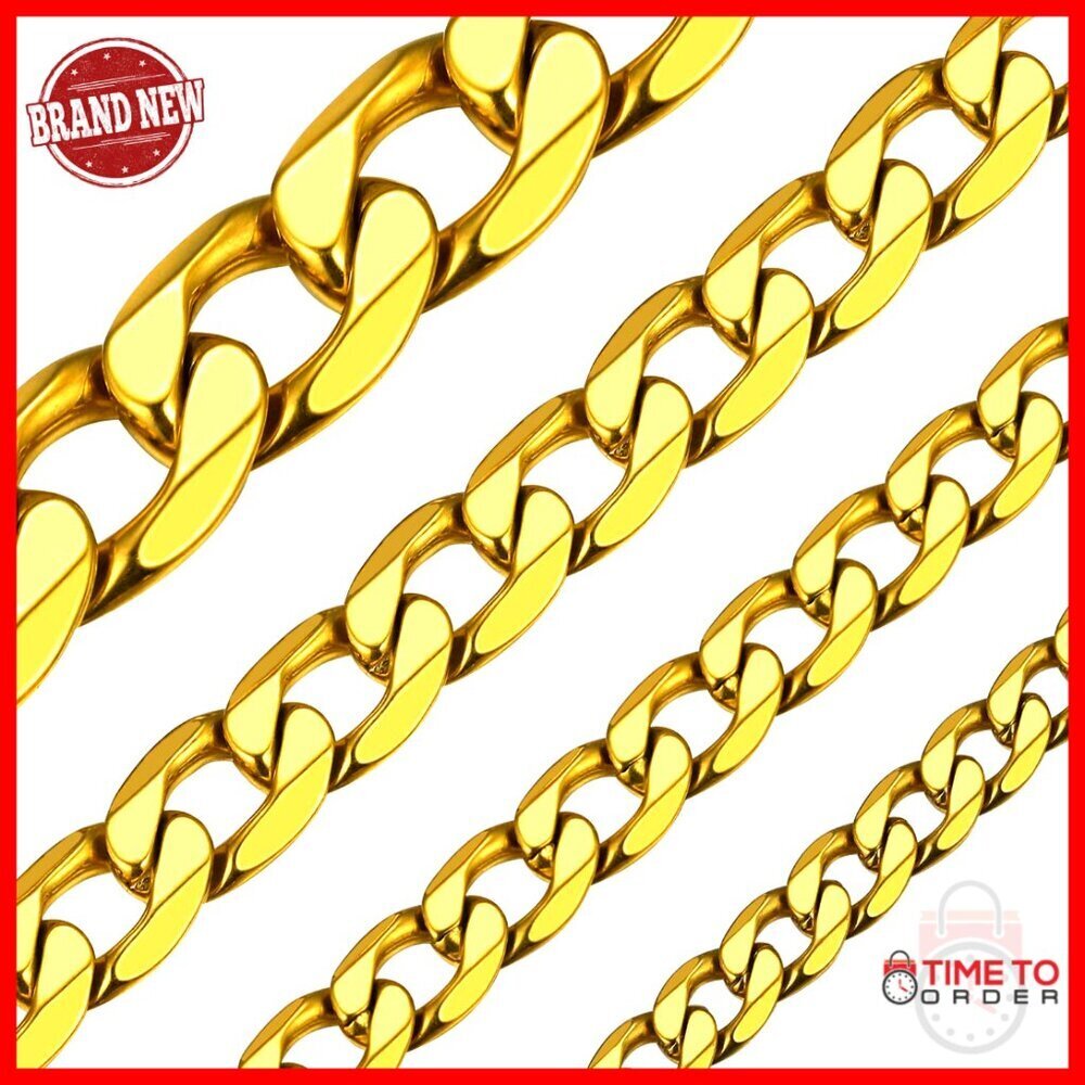 Stainless Steel Cuban Link Chain Necklace 4mm-13mm Width 14-30 Inch